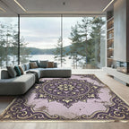 Ornate Lavender Filigree Floral Medallion Rug