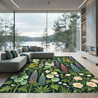 Lush Botanical Garden With Roses Rug