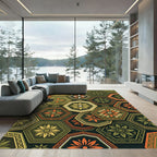 Hexagonal Floral Meadow Geometric Rug