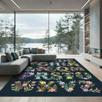 Floral Botanical Alphabet Letter Garden Art Rug