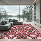 Pink Art Nouveau Carnation Interlocking Vine Rug