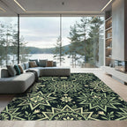 Sage Green Botanical Starburst Medallion Rug