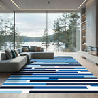 Deep Blue Horizontal Stripe Arrangement Rug