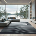 Monochromatic Coastal Wave Stripe Area Rug