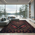 Dark Crimson Gold Ornate Medallion Rug