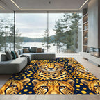 Golden Cheetah Head Spotted Polka Dot Rug