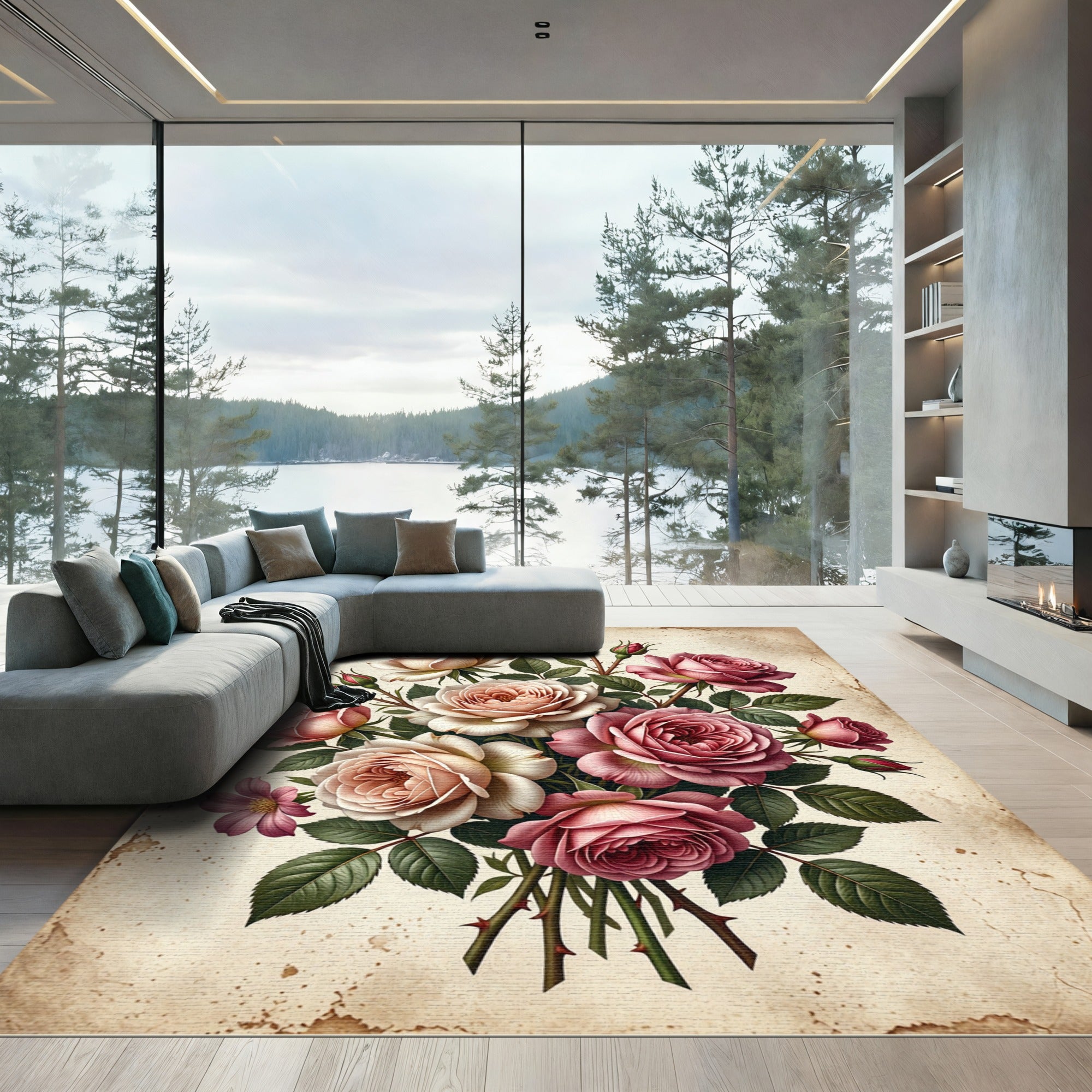 Elegant Pastel Rose Bouquet Composition Rug