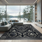 Silver Greek Key Filigree Ornamental Rug