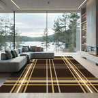 Classic Brown Tan Plaid Lines Rug