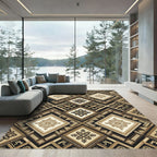 Earthy Geometric Diamond Medallion Rug