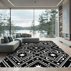 Celestial Black and White Diamond Tapestry Rug