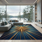 Radiant Golden Starburst Navy Rug