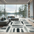 Charcoal Gray Brushstroke Stripe Rug