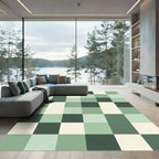 Sage and Cream Woven Geometric Block Rug