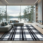 Monochromatic Black Grid Window Pane Rug