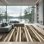 Rustic Wood Grain Striped Background Rug