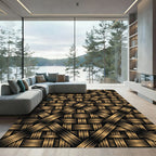 Golden Woven Texture Interlace Rug