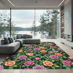 Lush Pastel Rose Trellis Garden Rug