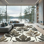 Sepia Toned Fern Leaf Arrangement Rug