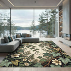 Sage Ivy Leaf Foliage Botanical Illustration Rug