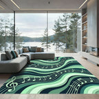 Aquatic Teal Musical Waves Rug