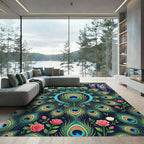 Peacock Feather Floral Medallion Rug