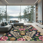 Pink Peony Angel Wing Heart Medallion Rug