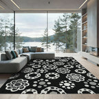 Monochromatic Floral Ring Scatter Composition Rug