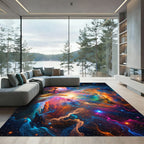 Vibrant Cosmic Nebula Swirl Area Rug