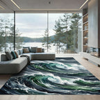 Dramatic Stormy Deep Sea Wave Rug