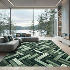 Sage Green Woven Herringbone Rug