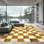 Amber Checkerboard Illusion Squares Rug