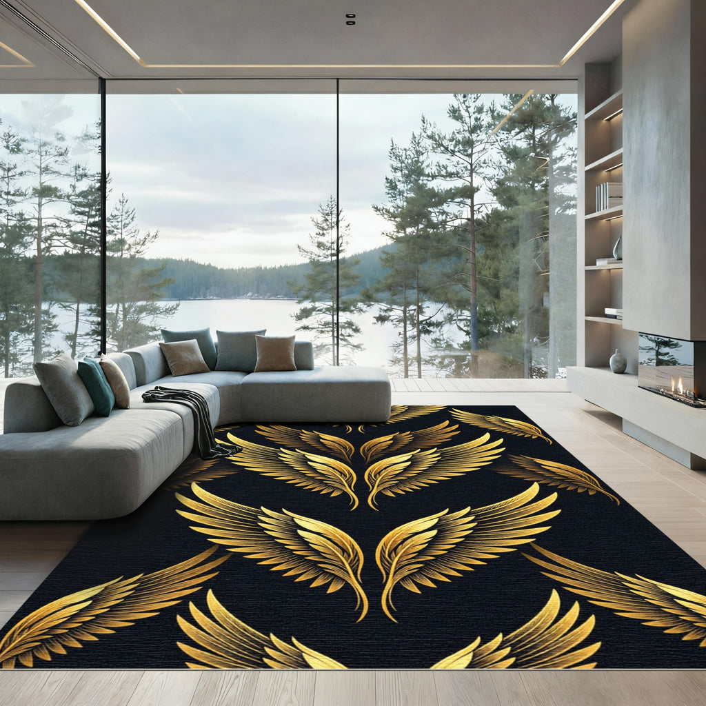 Golden Angel Wings Repeating Pattern Rug