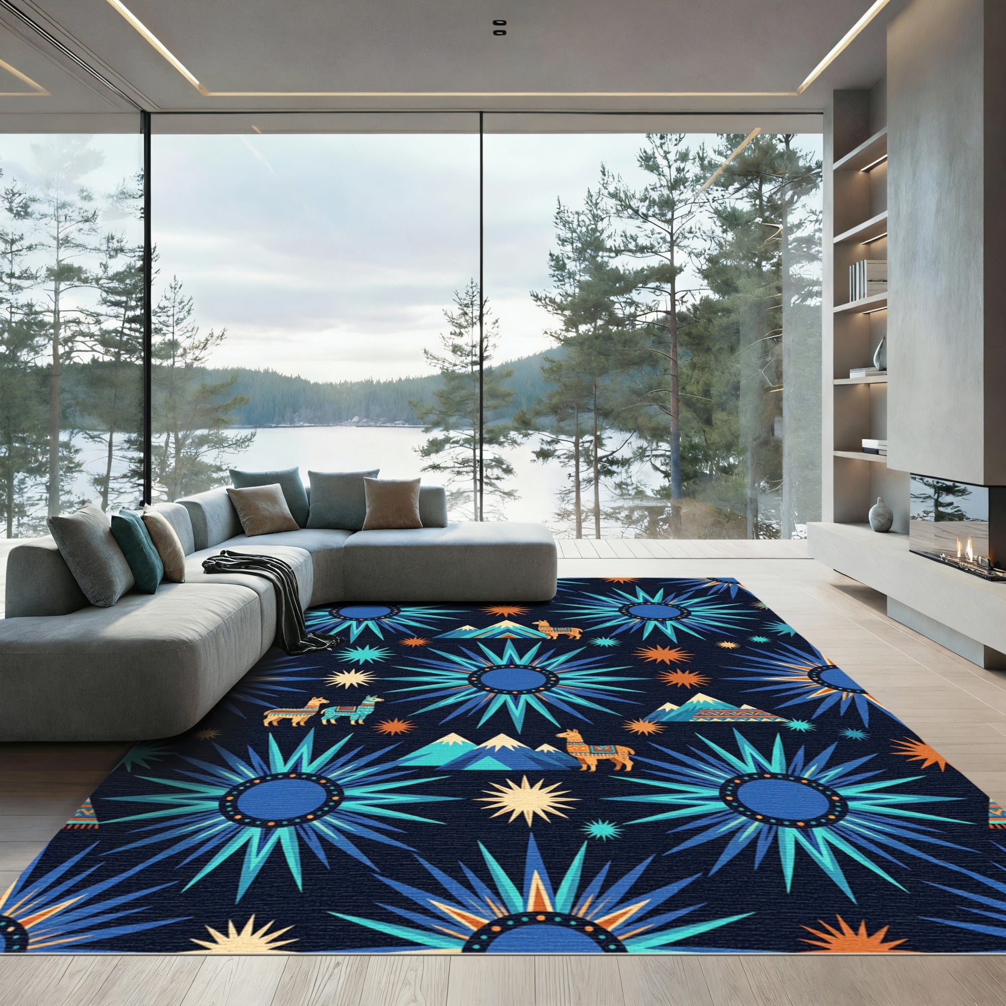 Andean Llama Starry Night Navy Rug