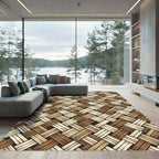 Woven Brown Diagonal Texture Rug