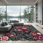Dark Baroque Rose and Tulip Bouquet Rug