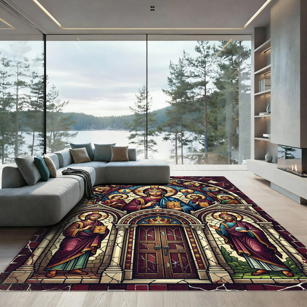Stained Glass Cathedral Saint Icon Rug