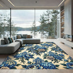 Navy Blue Floral Bouquet Garden Rug