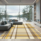 Yellow and Brown Plaid Checkered Rug
