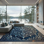 Ornate Azure Floral Medallion Rug