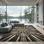 Art Deco Gold and Gray Fan Rug