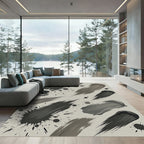 Gray Splatter Brush Stroke Rug