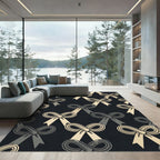 Elegant Cream Bows on Charcoal Background Rug