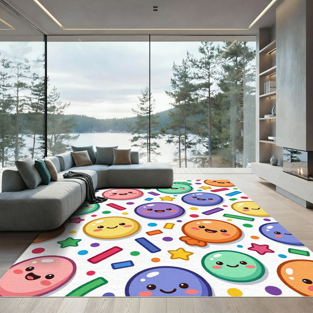 Whimsical Pastel Balloon and Confetti Rug