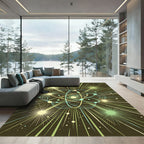 Atomic Swirl Green Yellow Burst Rug
