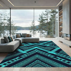 Aqua Tribal Stair Illusion Rug