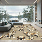 Cheerful Golden Retriever Repeating Cream Rug