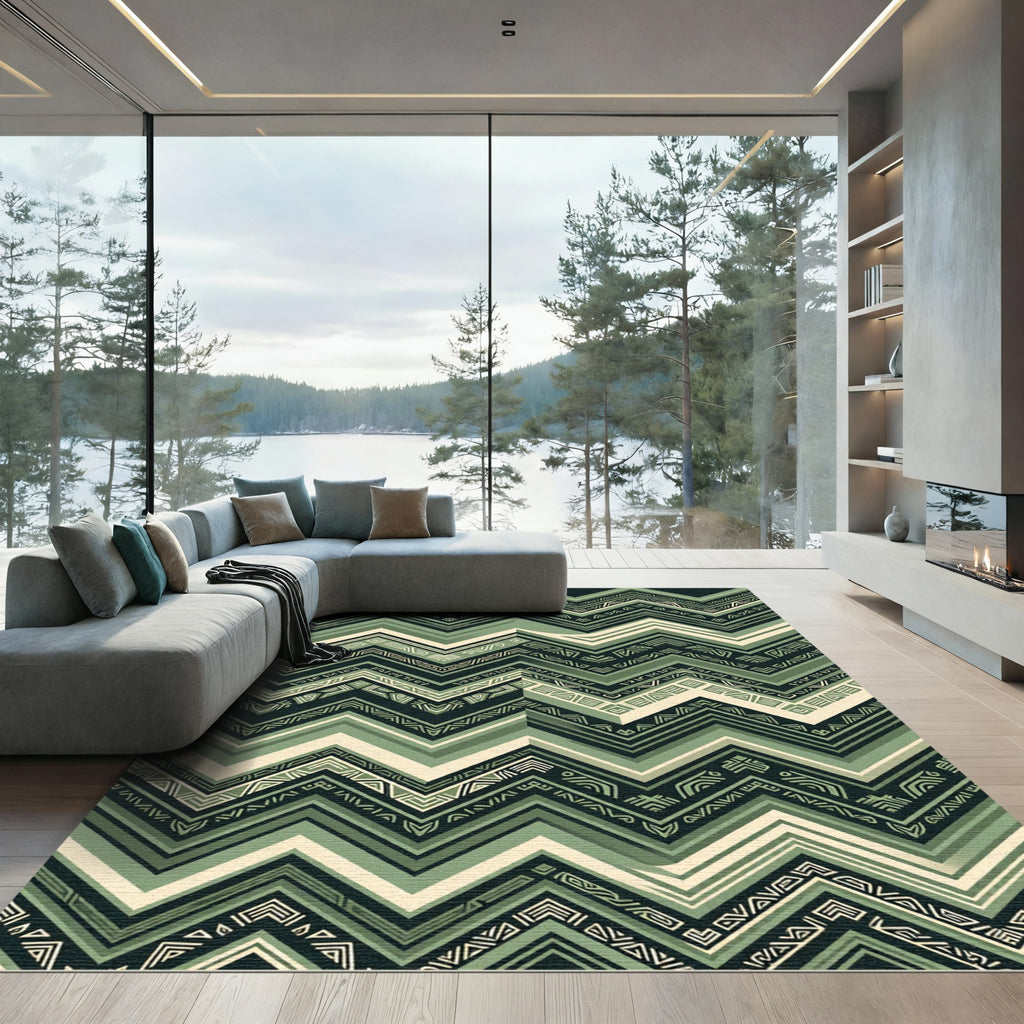 Sage Chevron Geometric Aztec Inspired Rug