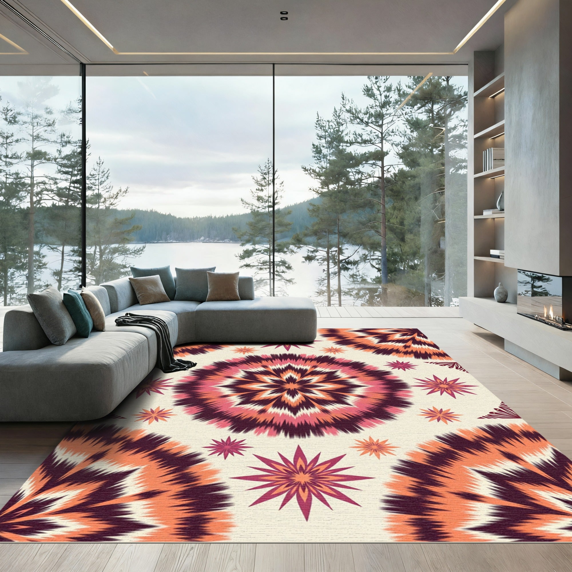 Radiant Sunburst Tie Dye Rug