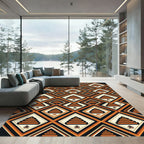 Geometric Terracotta Step Pyramid Diamond Rug